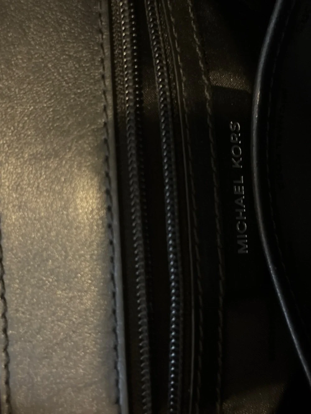 Michael Kors Black Leather Shoulder Bag with Silver-Tone Lock